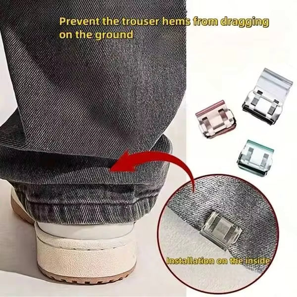 4/12/24pcs Shorten The Pants Legs With Invisible Fixing Clips, Prevent Dragging At The Bottom Of The Pants Legs, Hide The Buckle Leg Closure Device Without Seams, Prevent Pants Legs From Dragging The Floor, Suitable For Jeans And Pants,Portable.